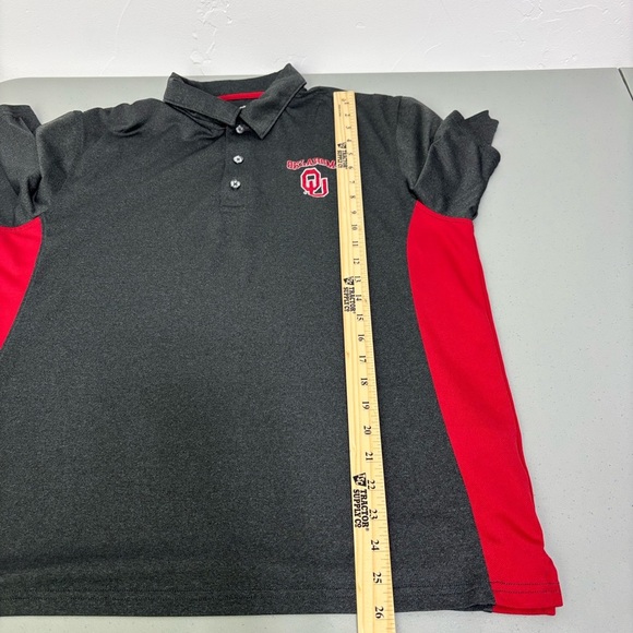 Champion Men's Large OU Oklahoma Sooners Short Sleeve Polo Gray Red - Picture 9 of 9